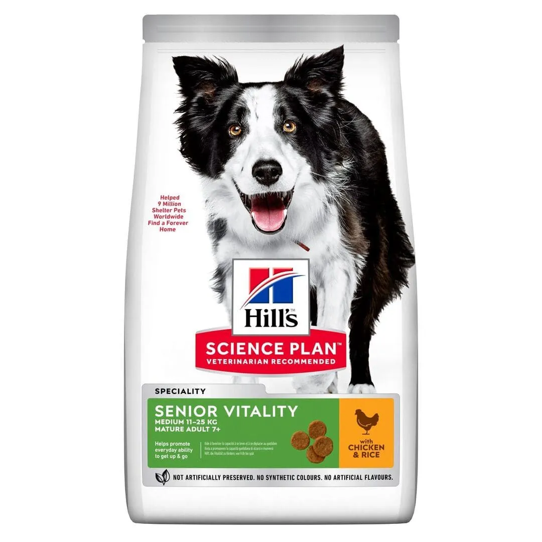 Hill's Science Plan Chien Mature Adult 7+ Senior Vitality Medium Poulet 1 Hill's Science Plan Chien Mature Adult 7+ Senior Vitality Medium Poulet