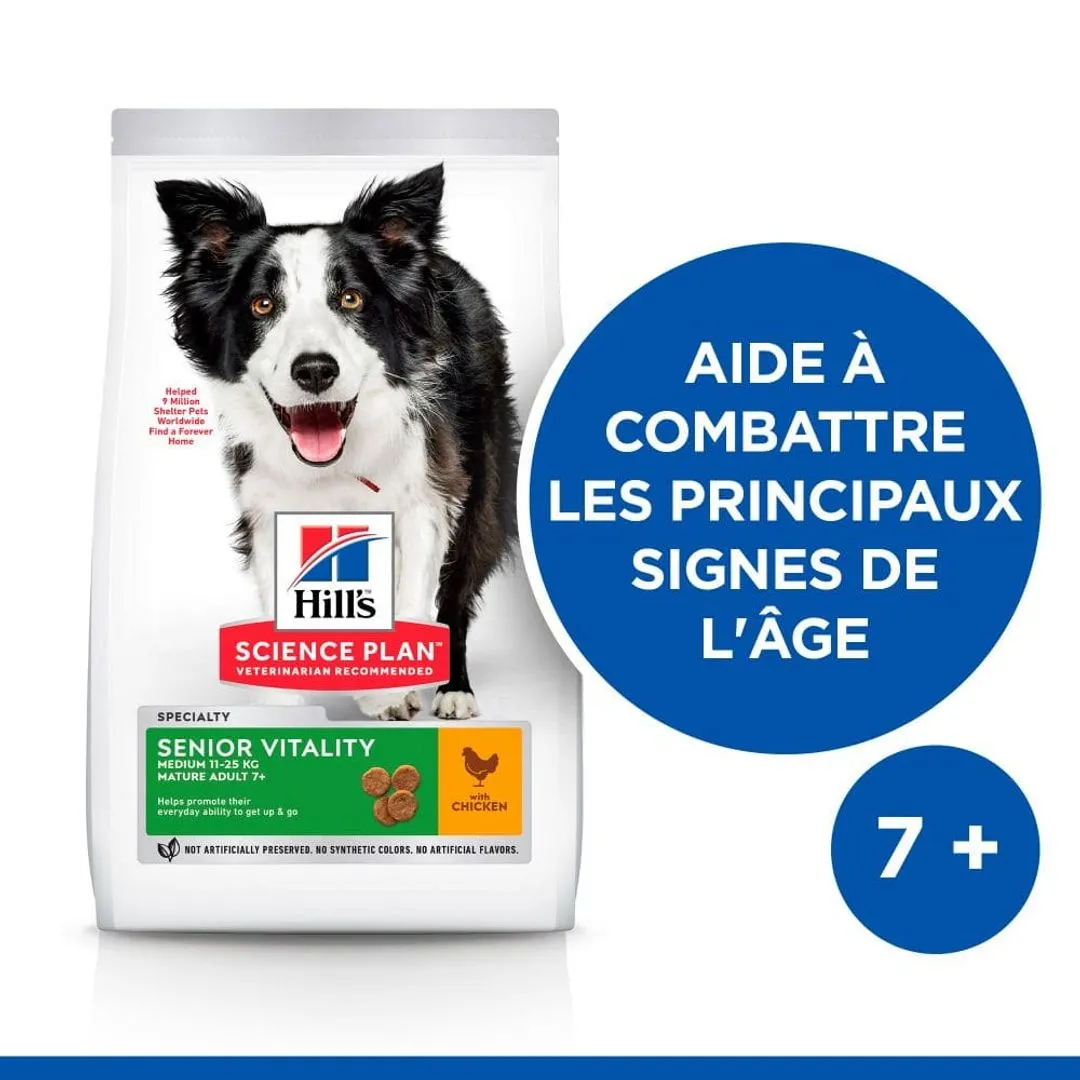 Hill's Science Plan Chien Mature Adult 7+ Senior Vitality Medium Poulet 2 Hill's Science Plan Chien Mature Adult 7+ Senior Vitality Medium Poulet – Image 2