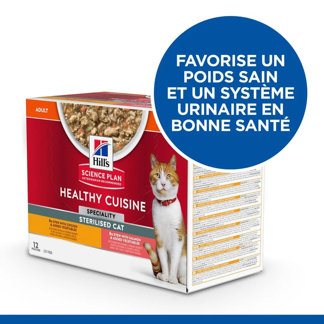Hill's Science Plan Chat Young Adult Sterilised Mijotés Healthy Cuisine Poulet Saumon 2 Hill's Science Plan Chat Young Adult Sterilised Mijotés Healthy Cuisine Poulet Saumon – Image 2