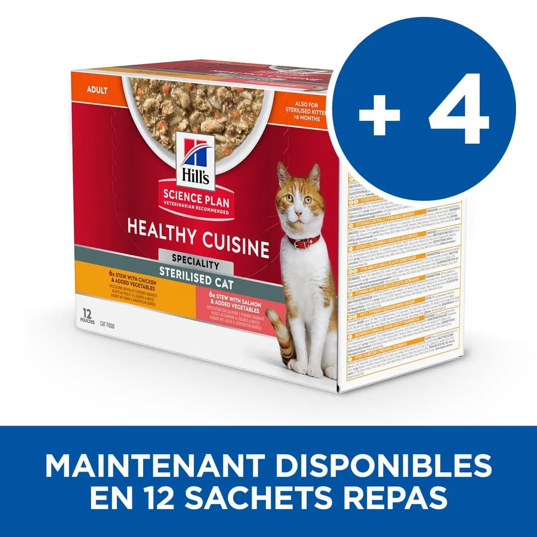 Hill's Science Plan Chat Young Adult Sterilised Mijotés Healthy Cuisine Poulet Saumon 3 Hill's Science Plan Chat Young Adult Sterilised Mijotés Healthy Cuisine Poulet Saumon – Image 3