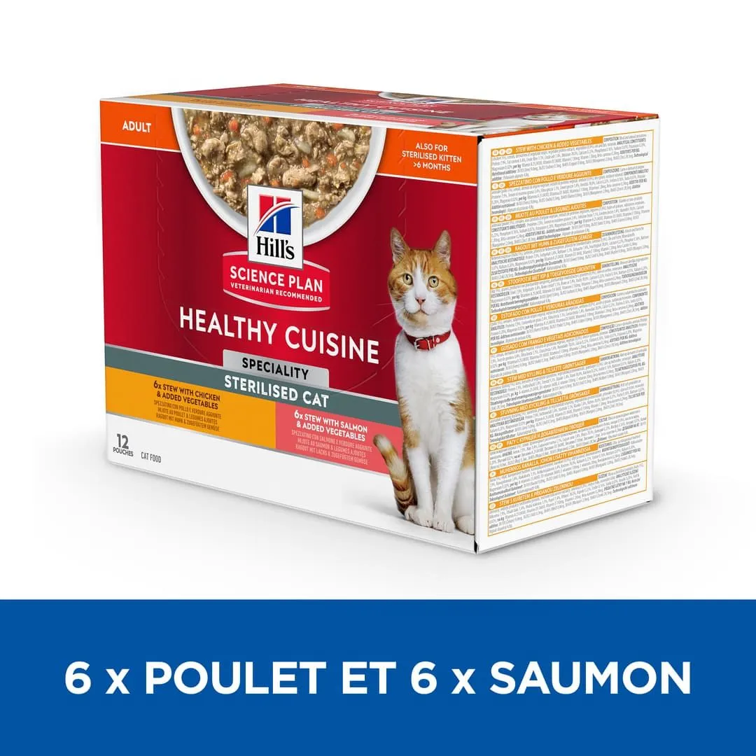 Hill's Science Plan Chat Young Adult Sterilised Mijotés Healthy Cuisine Poulet Saumon 4 Hill's Science Plan Chat Young Adult Sterilised Mijotés Healthy Cuisine Poulet Saumon – Image 4