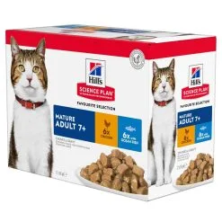 Hill's Science Plan Mature Adult Multipack 12 Sachets Repas Pour Chat Sénior Poulet Et Poisson 12 X 85g