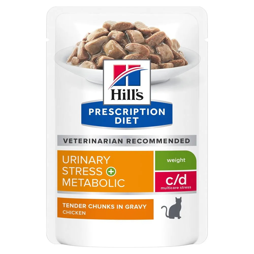Hill's Prescription Diet C/D Urinary Stress + Metabolic Sachets Repas Pour Chat Au Poulet - 12 X 85g 1 Hill's Prescription Diet C/D Urinary Stress + Metabolic Sachets Repas Pour Chat Au Poulet - 12 X 85g